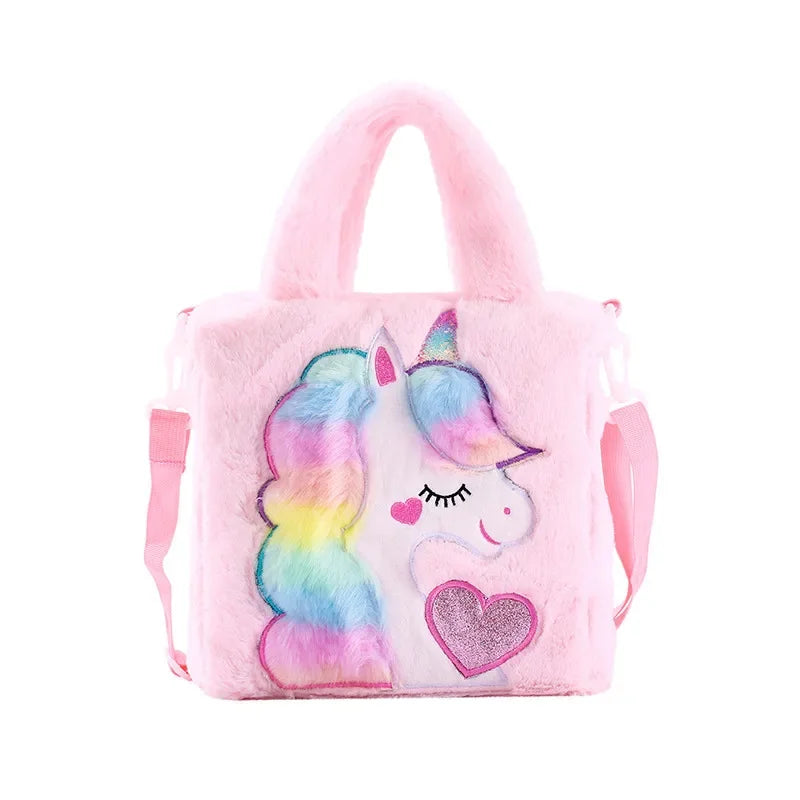 Kids Bags Shoulder Bags Cartoon Embroidered Plush One Shoulder Bag.