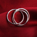 925 Sterling Silver Rings For Women Simple three circles size 5/6/7/8/9/10 Fashion Party Gift Girl student Jewelry