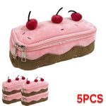 Cute Pencil Bag Plush Cherry Cake Pencil Case Large Capacity Kawaii Pencil Pouch for Girls Kids Back to School Acsesories Gift