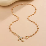 Cross Chain Necklace Bracelet Earrings for Women, Gold/Silver Trendy Dainty Design Jewelry Gifts for Her