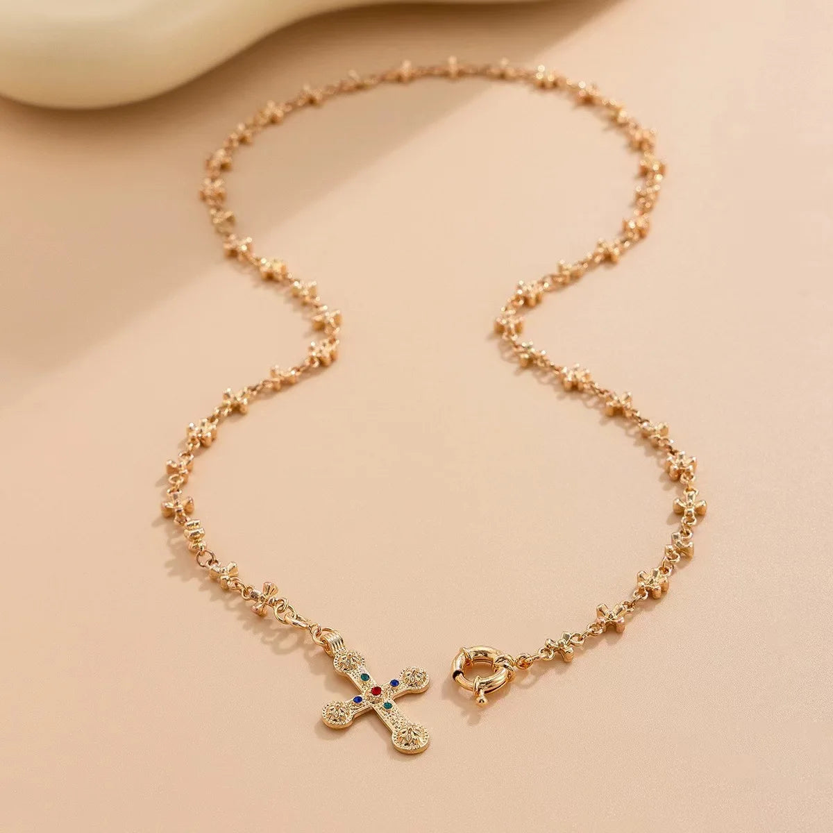 Cross Chain Necklace Bracelet Earrings for Women, Gold/Silver Trendy Dainty Design Jewelry Gifts for Her