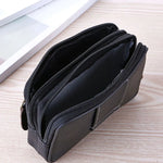 Man Multi-Function Mini Waist Bag PU Leather Double Layer Zipper Phone Card Bag Men's Packs Belt Messager Shoulder Bags