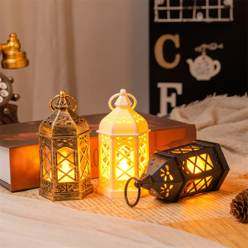 Retro Mini Lantern Black Tea Light Decorative For Ramadan