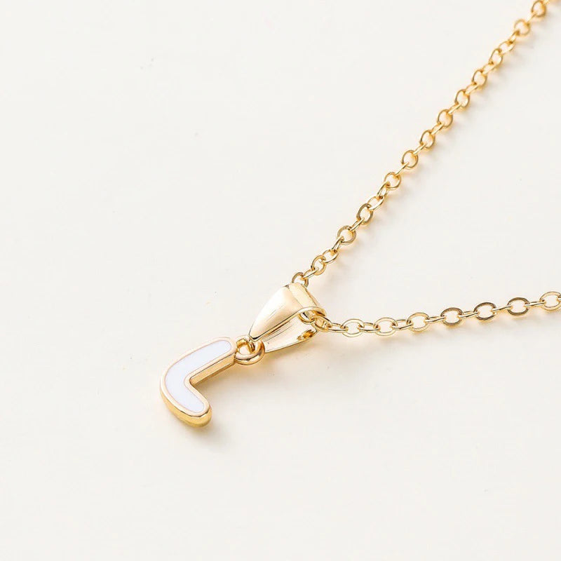 Name Initial Necklace For Women Simple Enamel A-Z Alphabet Pendants Choker Letter Necklaces Fashion Clavicle Chain Jewelry Gifts
