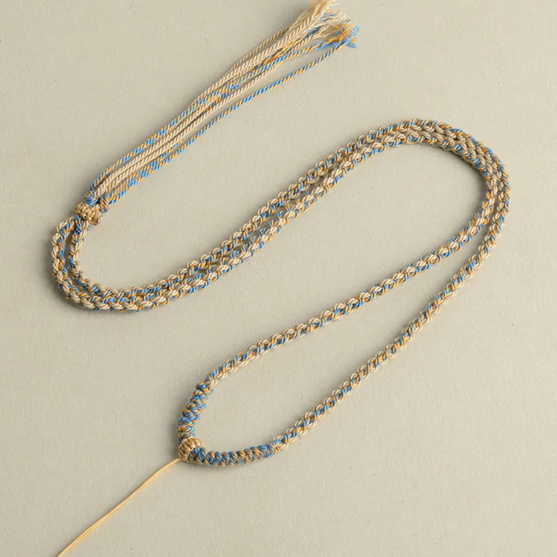 Necklaces for Women Cotton Chain Colorful Pendant Hand Knitted Jewelry on the Neck Retro Long Necklace Premium Couple Pendants