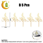 Ramadan Eid Mubarak Gold Acrylic Cake Topper Set Muslim Ramadan Holiday Party Cake Decorations Party Home Decoration