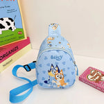 Bingo Friends Children's Bag Cute Bluey Family kids Chest Bag Kindergarten Cartoon Light Crossbody Bag.