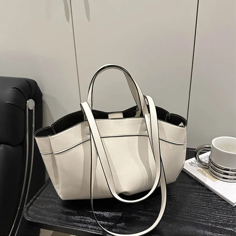 Women Tote Bag Underarm Bag Large Capacity PU Leather Shoulder Bag.