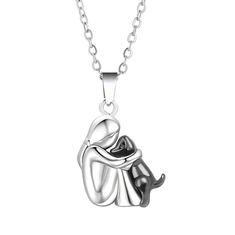 Fashion Women and Dog Necklace Cute Little Girl Puppy Pendants Animal Pet Jewelry