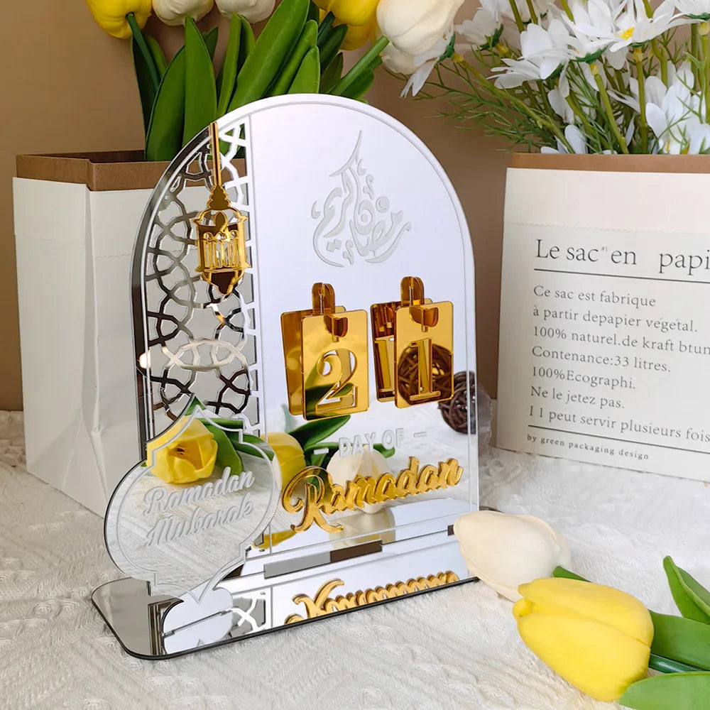 Acrylic Ramadan Countdown Calendar with Base Mubarak Islam Advent Gifts Ramadan Home Desktop Decora Countdown Numbers Calendar