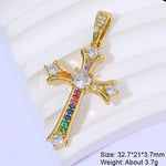 Religious Talisman Jewelry Accessories Handmade 18K Real Gold Plated Cz Paved Catholic Christian Cross