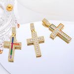 Religious Talisman Jewelry Accessories Handmade 18K Real Gold Plated Cz Paved Catholic Christian Cross