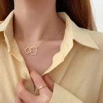 Two Round Shaped Necklaces Female Exquisite Geometric Chain Choker Neck Birthday Gift for Ladies Fashion Jewelry