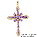 Religious Talisman Jewelry Accessories Handmade 18K Real Gold Plated Cz Paved Catholic Christian Cross
