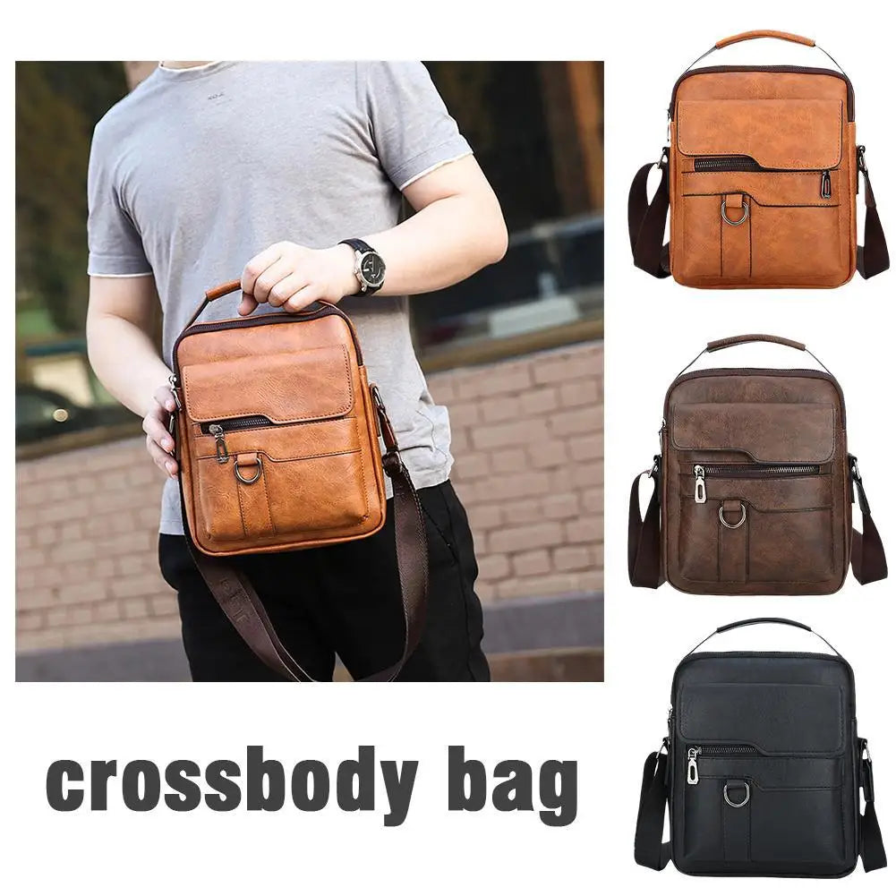 Men Crossbody Bag Shoulder Bags Vintage Men Handbags Large Capacity Leather Bag-Motorcycle Shoulder Bag