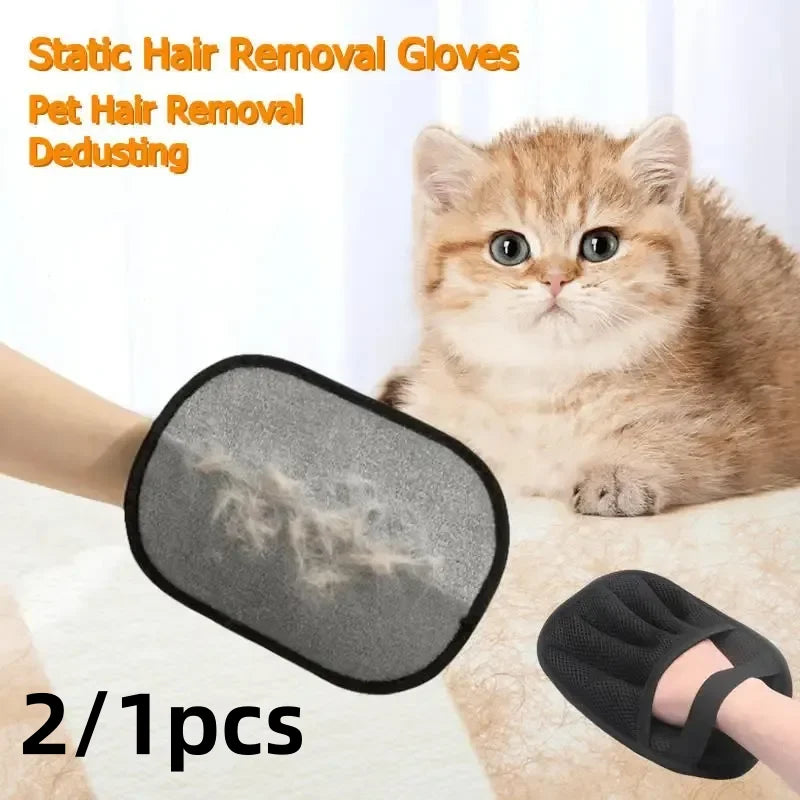 Pet Hair Removal Tool Reusable Static Gloves, Double-Sided Grooming Gloves for Pets, Removes Pet Fur Hair for Carpets