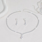 Cross-Border Jewelry, Women'S Fashion Water Drop Crystal Zircon Necklace Earrings Set
