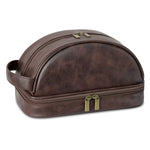 Men's leather makeup bag for travel men's high-end sense large capacity storage bag.