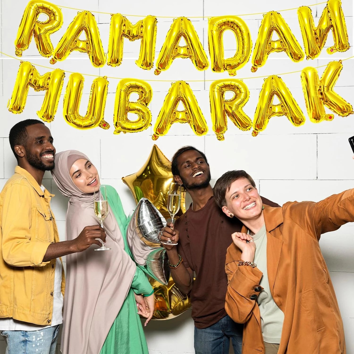 Golden RAMADAN MUBARAK letter Balloon Set, Happy Ramadan Decoration, Islamic Muslim Party Decoration Items Gift