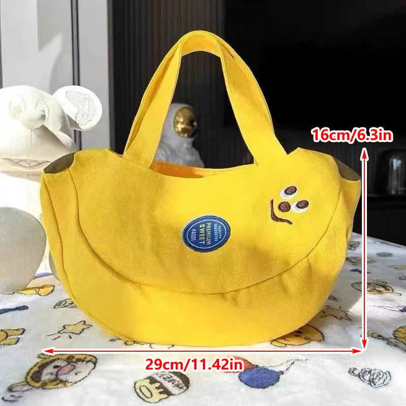 Hand Bag Cute Funny Banana Large Capacity Canvas Small Tote Bags Mother Kids Portable Shopping Purses Gift