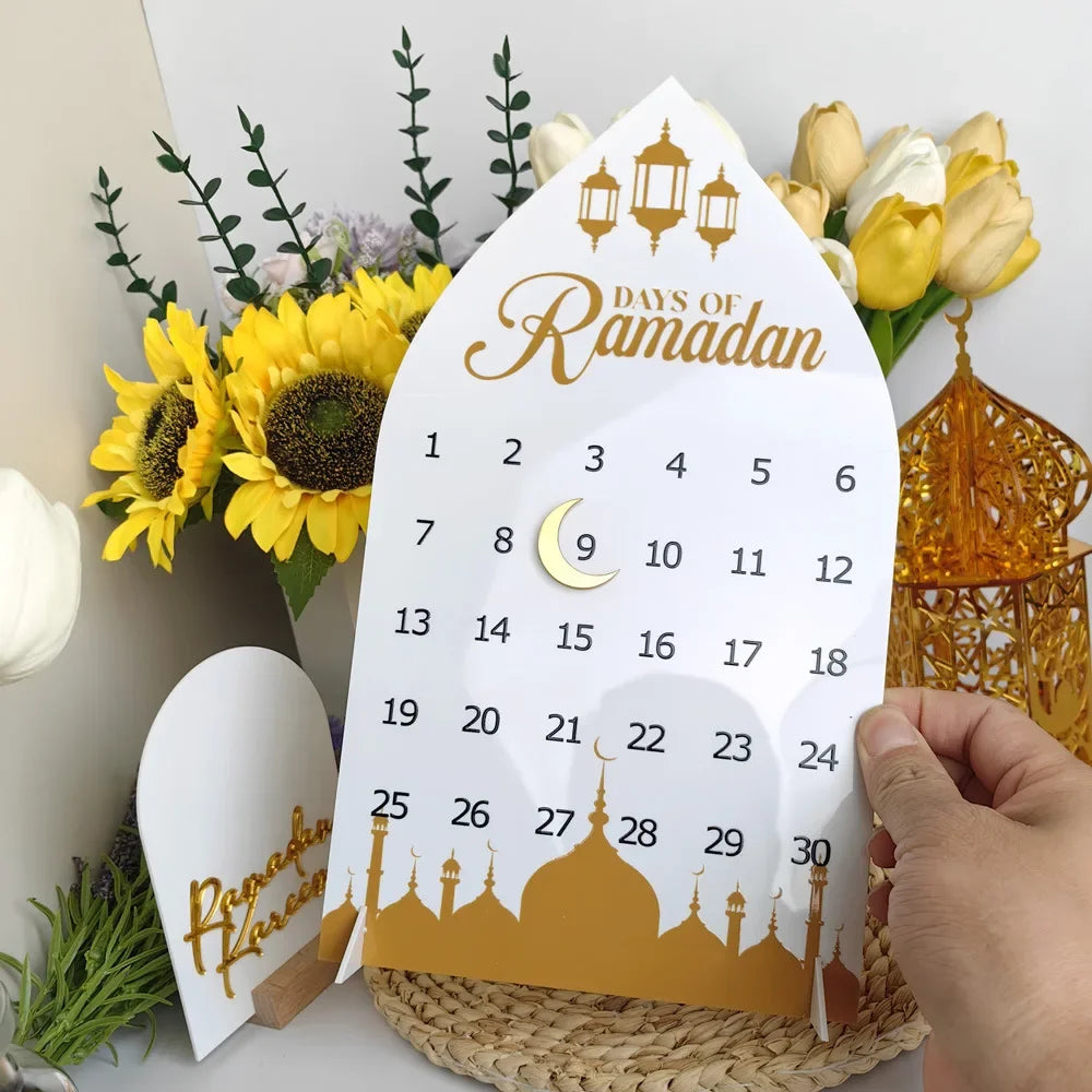 Acrylic Ramadan Advent Countdown Calendar Ramadan Decorations for Home Eid Mubarak Table Decor 30 Days Countdown Calendar