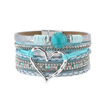 Bracelet for Women Bohomian Leather Wrap Multi-Layer Heart Bangle Jewelry Gift Fashionable Wrist Accessory