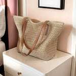 Chic Handbag Beige Large-Capacity Woven Handbag