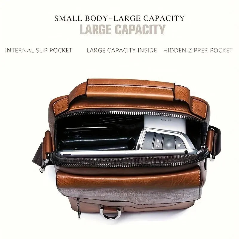 Brand Men Shoulder Bag for 9.7" iPad Men PU Leather Flaps Men's Crossbody Bags Business Flap Male Solid Messenger & Travel Bag