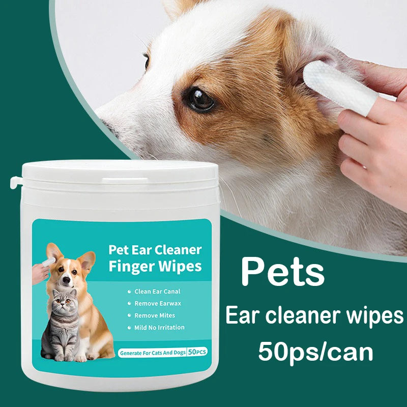 Pet cleaning products Ear cleaning wipes, fingertips, mite removal for Cat and dog ear cleaning