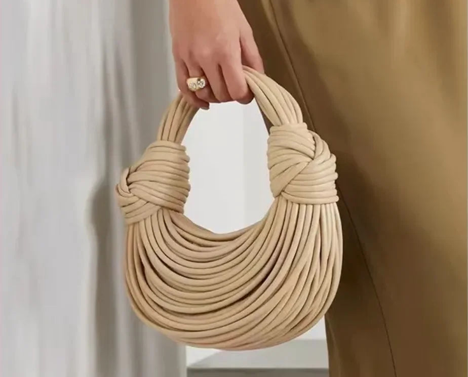 Handbags for Women 2026 New Gold Luxury Designer Brand Handwoven Noodle Bag.
