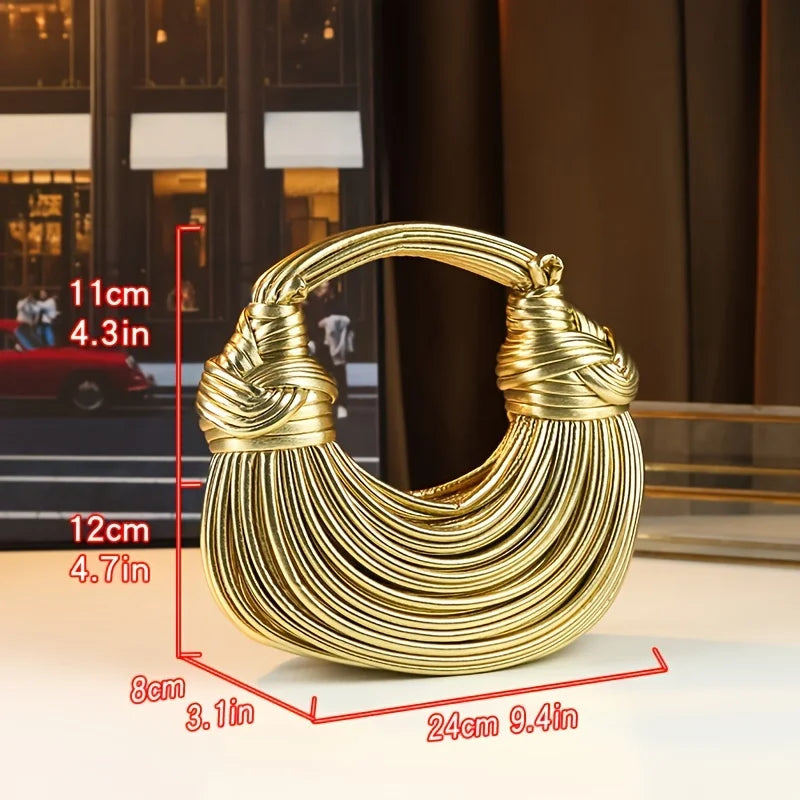 Handbags for Women 2026 New Gold Luxury Designer Brand Handwoven Noodle Bag.