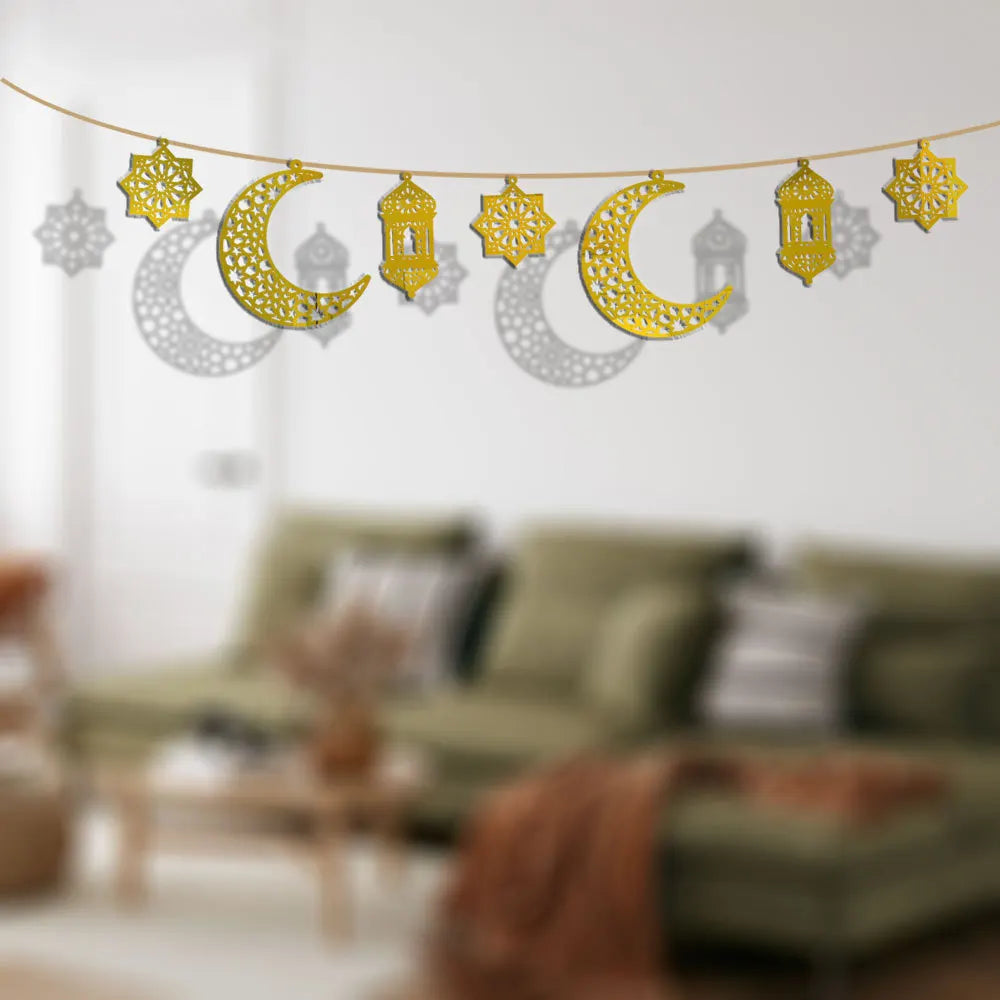 Ramadan Hanging Decoration Acrylic Eid Mubarak Moon Star Lantern