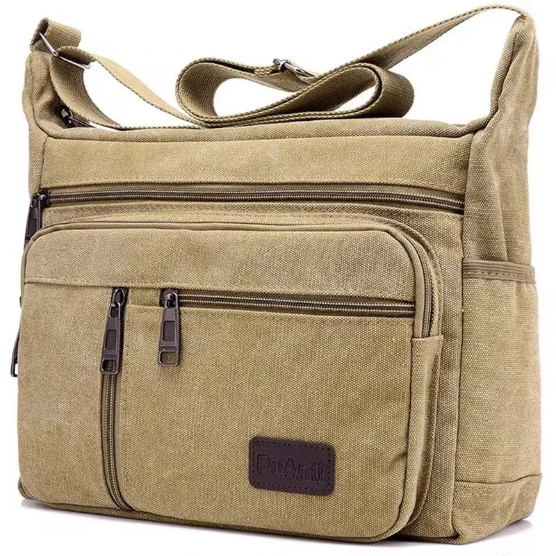 Men Canvas Shoulder Bags Casual Tote Travel Men's Crossbody Bag.