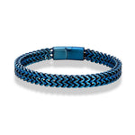 MKENDN 8MM Blue Stainless Steel Curb Chain Bracelet Men Women.