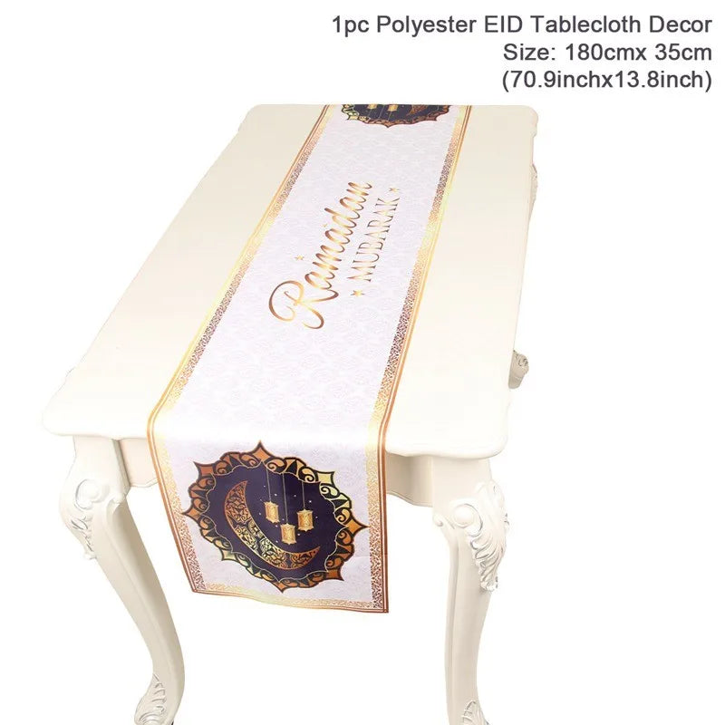 Ramadan Decor Table Runner EID Mubarak Decoration For Home Tablecloth Ramadan Kareem Islamic Muslim Party Eid Al Adha Gifts