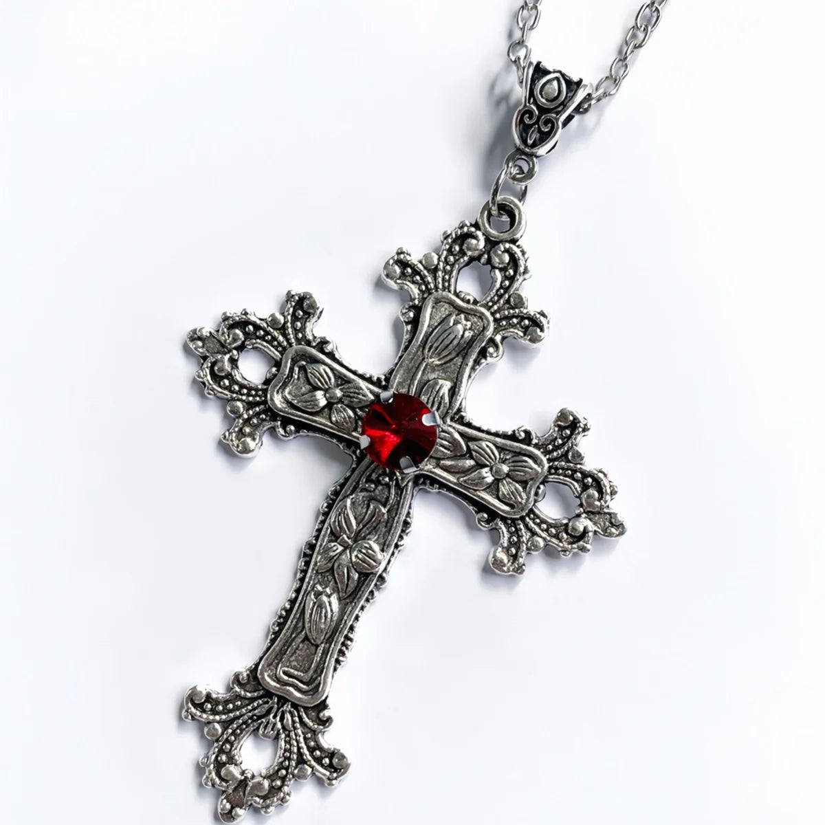 Crystal Big Cross Pendant Necklaces for Women Men Gothic Irregular Cross Clavicle Chain Necklaces Aesthetic Jewelry