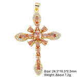 Religious Talisman Jewelry Accessories Handmade 18K Real Gold Plated Cz Paved Catholic Christian Cross