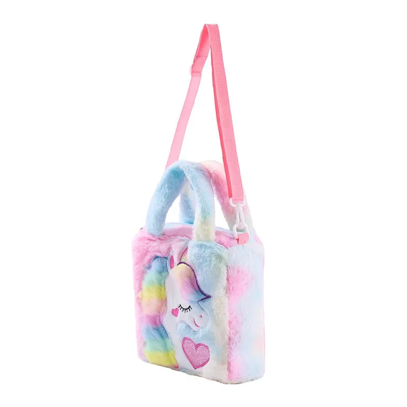 Kids Bags Shoulder Bags Cartoon Embroidered Plush One Shoulder Bag.