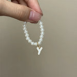 Mini Pendant Letter Pearl Necklace