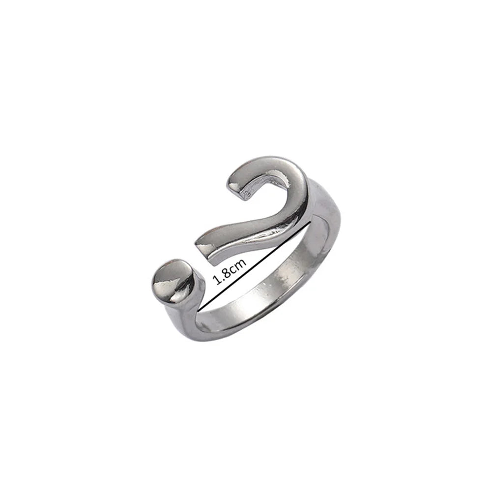Question Mark Rings for Women Finger Ring Streetwear Adjustable Ring Party Anniversary Jewelry Gift
