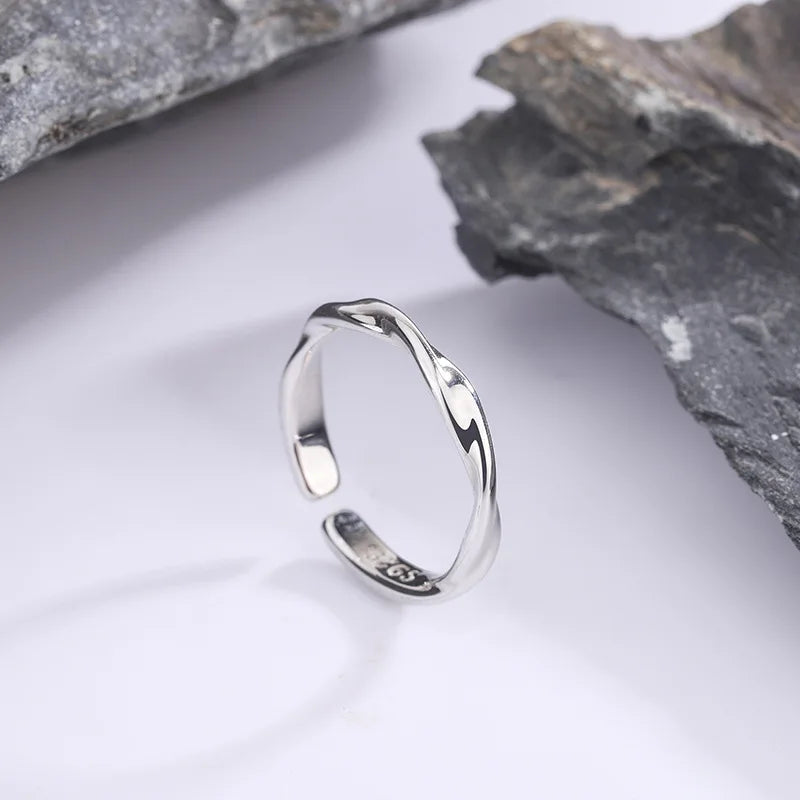 Fashion 925 Sterling Silver Simple Twisted Wire Rings For Women Wedding Fine Jewelry.