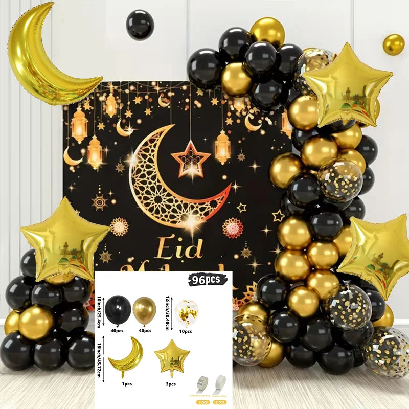 Eid Mubarak Backdrops Balloon Set Ramadan Kareem Arch Garland 2026 Background Garland Baloon Muslim Islamic Festival Party Decor