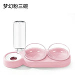 Pet Cat Food Bowl, Splash - Water proof, Three Bowl Neck Protection, Automatic Feeder, Water Storage Dispenser