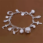 Bracelet European and American Silver Fashion Thirteen Pendant Bracelet Women's Multi-Element Jewelry Simple Style Bracelet