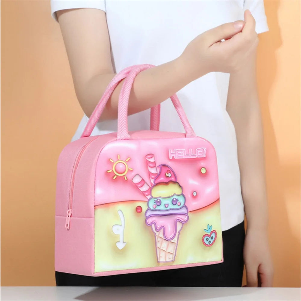 Kids Lunch Bag For School Portable Thermal Bag Children Cartoon Insulated Lunch Bag.