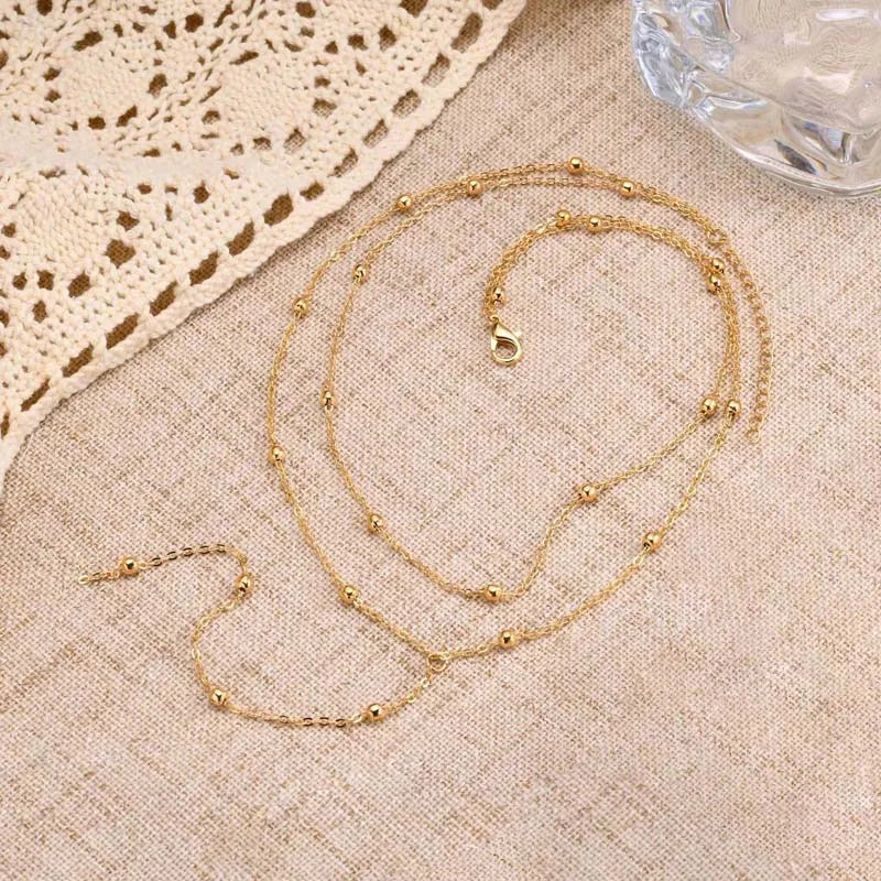 Gold Plated Lariat Necklace for Women, Double Laryered Long Chain Drop Pendant Choker Fashion Gifts