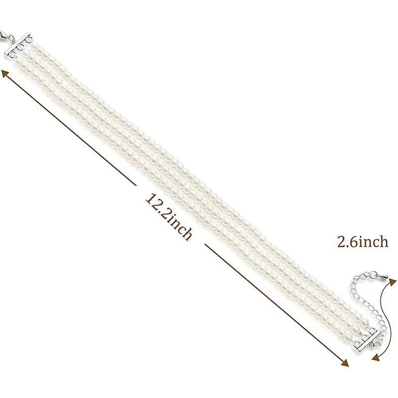 Fashion Elegant Women 3-5 Layer White Pearl Choker Necklaces Bohemian Creative Design Wedding Anniversary Female Jewelry