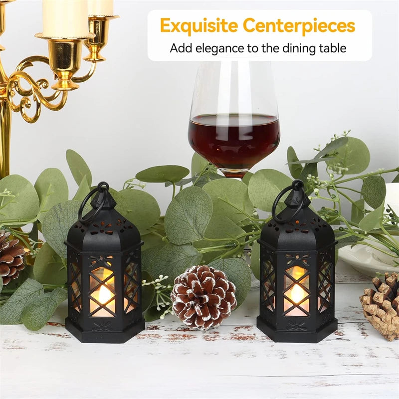 Retro Mini Lantern Black Tea Light Decorative For Ramadan