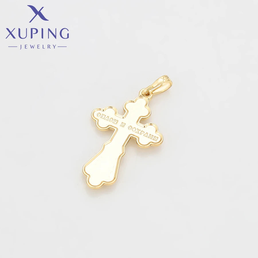 Jewelry Charm Cross Pendant Necklace of Light Gold Color Women Girls Exquisite Gift