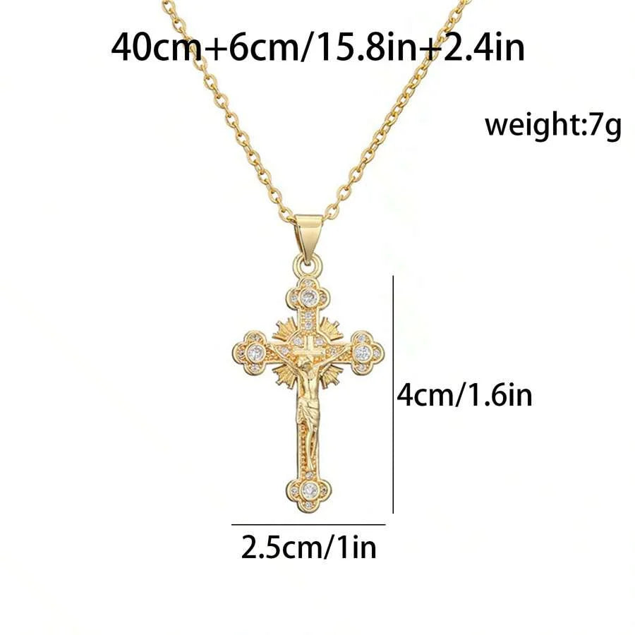 Religion Jesus Cross Pendant Necklace For Women & Men